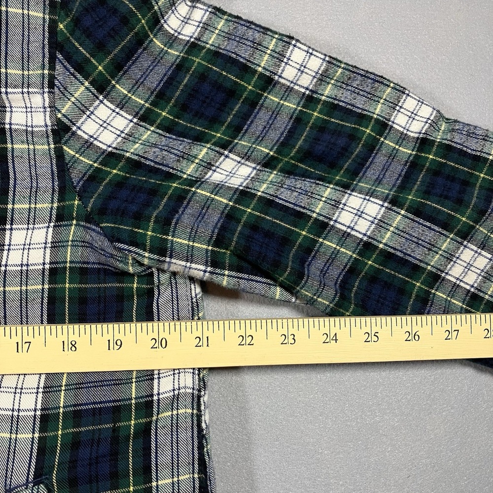 LL Bean Relaxed Fit Sherpa Lined Plaid Flannel Hoodie Jacket Green Cream Women M - Picture 6 of 9
